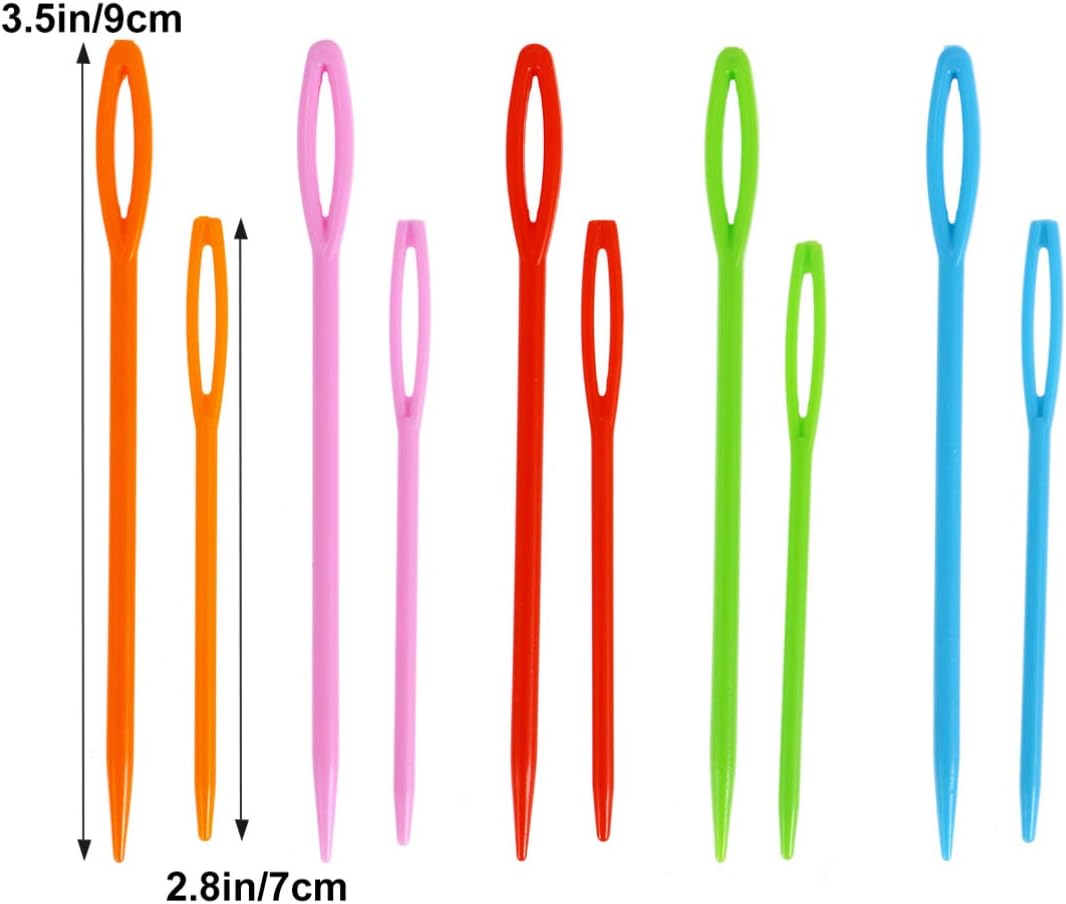 Ciieeo 40pcs Plastic Large Eye Needles Sewing Embroidery Tools 7cm 9cm Kids Craft Tapestry Sewing