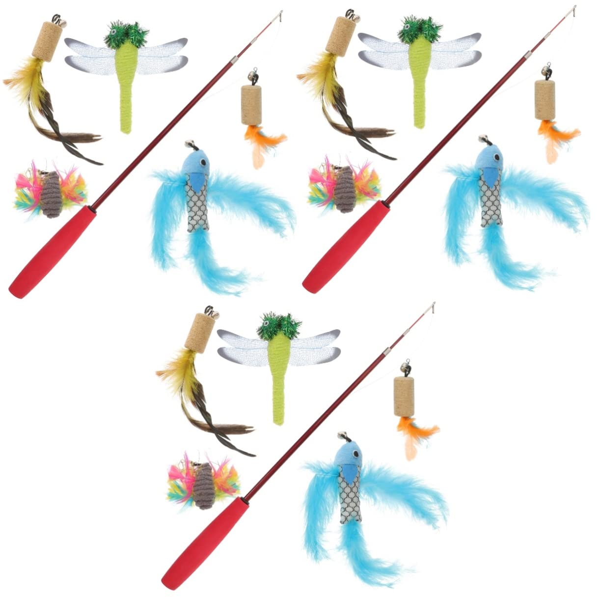 minkissy 3sets Giocattoli Per Cannette Teaser Retrattili Per Indoor e Stimolazione Del Per Gattini e Adulti