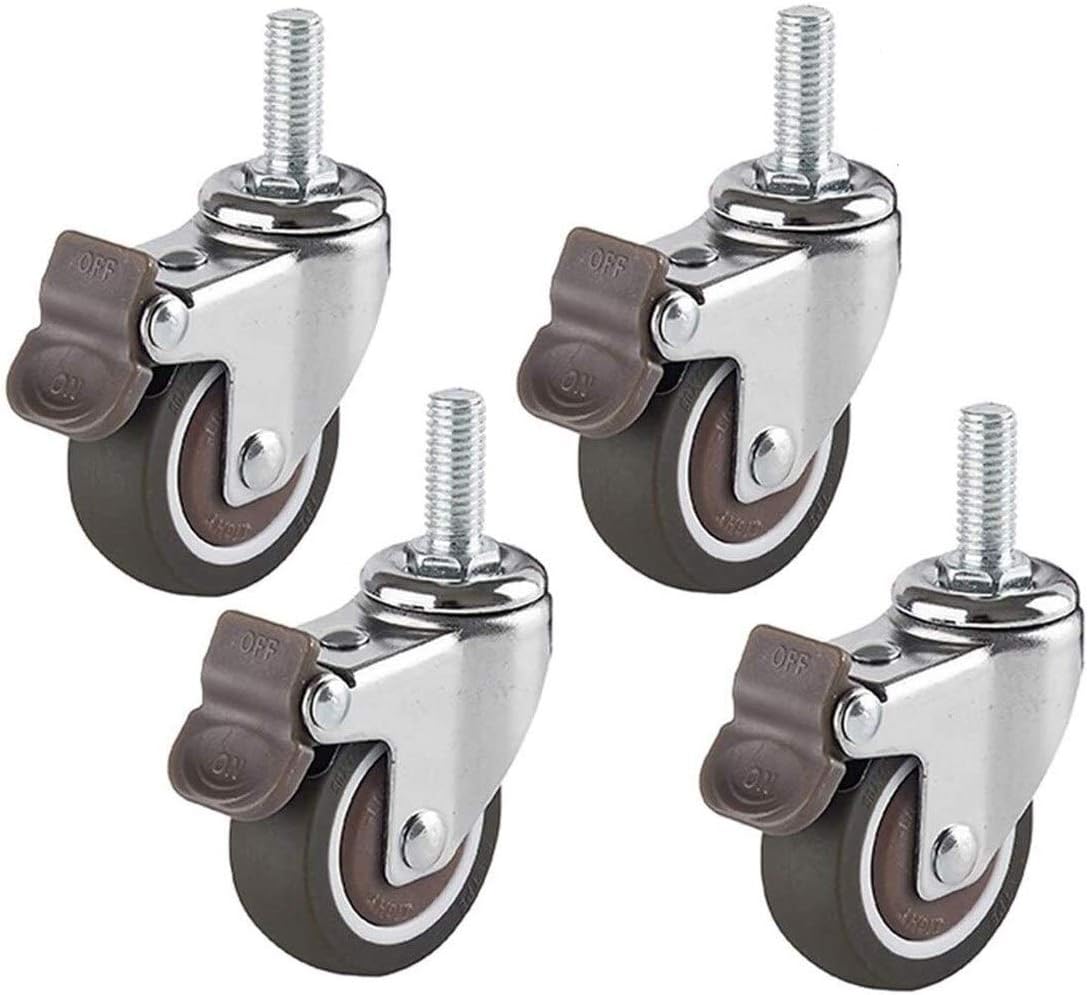 Heavy Duty Caster Wheels, Swivel Caster Wheels 2in 50mm Rubber Castor 360° Rotation Furniture Caster Set Of 4 Load Bearing 150kg Heavy Duty Office Chair Casters Safe For All Floors Including Tile, Car