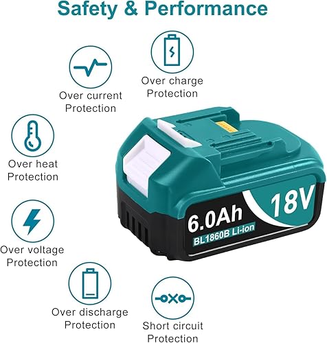 Miniatura 2 de Versión actualizada 2023 de repuesto de 6.0Ah para batería Makita de 18 V, paquete de 2 unidades, se adapta a todas las herramientas Makita de 18 V