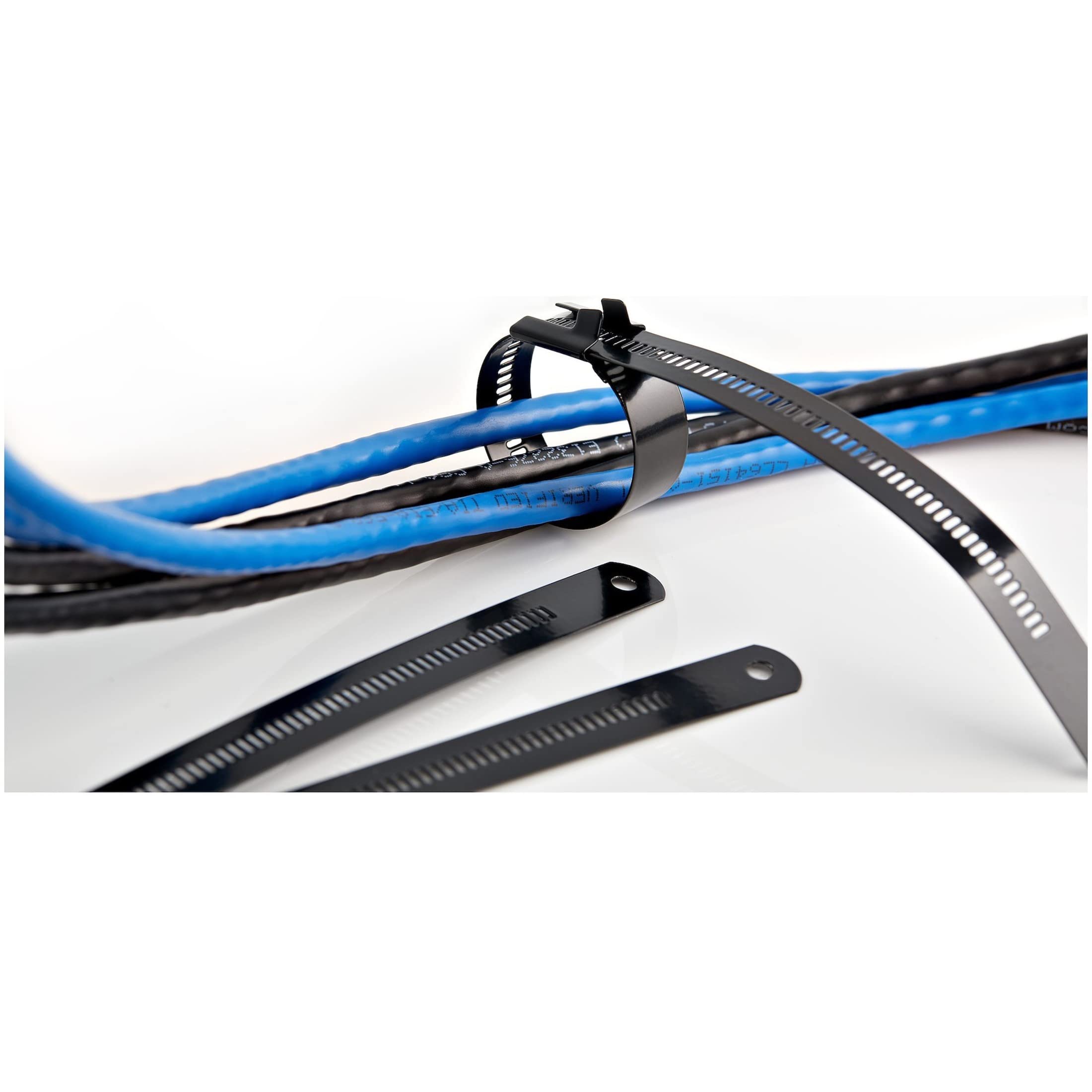 StarTech 50 Colliers Serrage Métalliques 22cm, 7mm, Inox 316 (CBMMCT) | Attaches métalliques, Diam. faisceau 55mm, Résistance 45kg, Recouvert nylon, Largeur