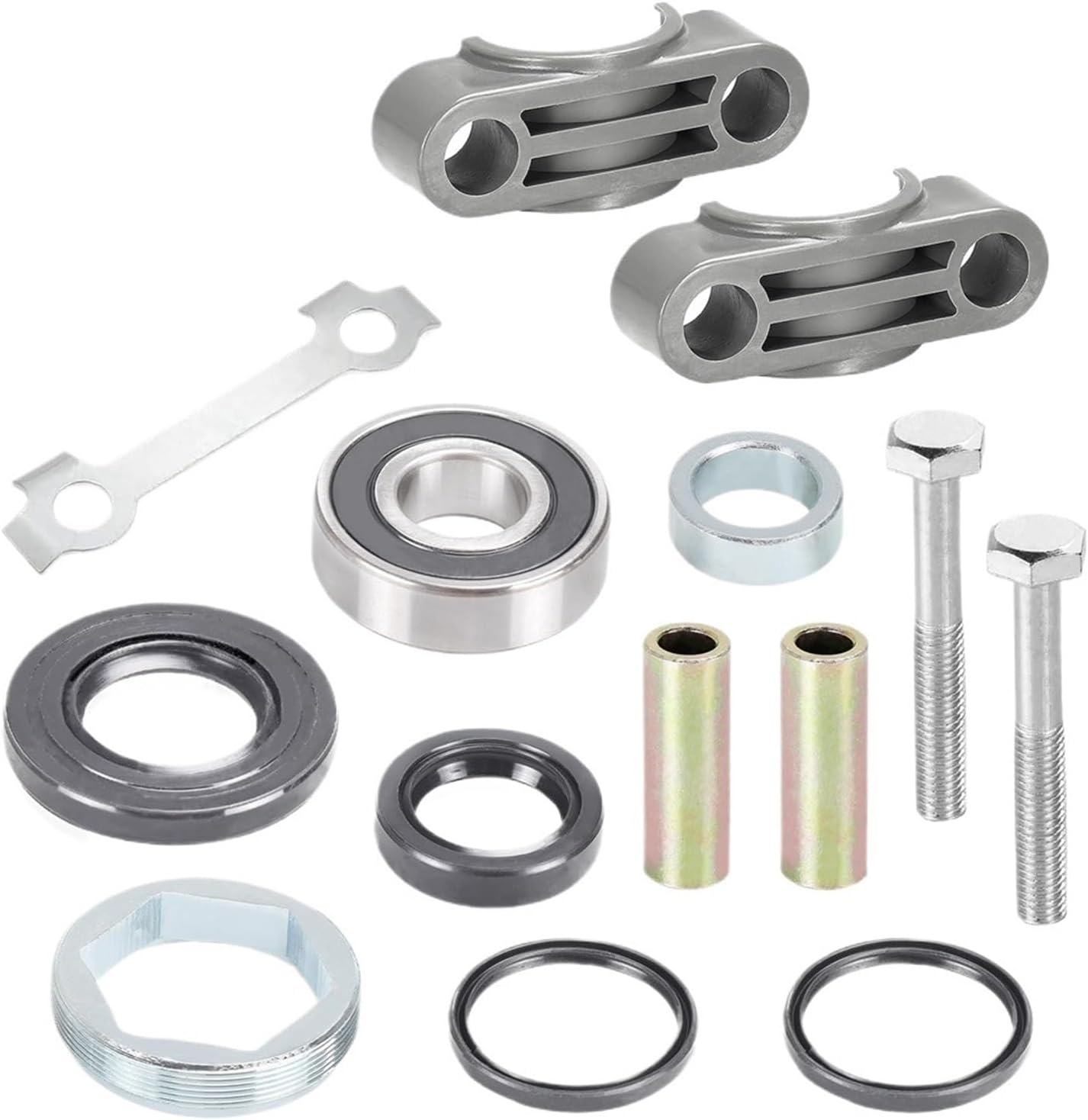 Steering Stem Bushing Bearing Seal Holder Nut Kit for YFZ450, Raptor 350, Warrior, Big Bruin, and More
