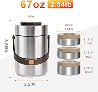 Vista 27 de 51 oz Adults Stainless Steel Vacuum Insulated Wide Mouth Soup Food Hot Food Jar with Keep Thermal Portable 2 Tier Stackable Bento Hot Food 51 oz Red