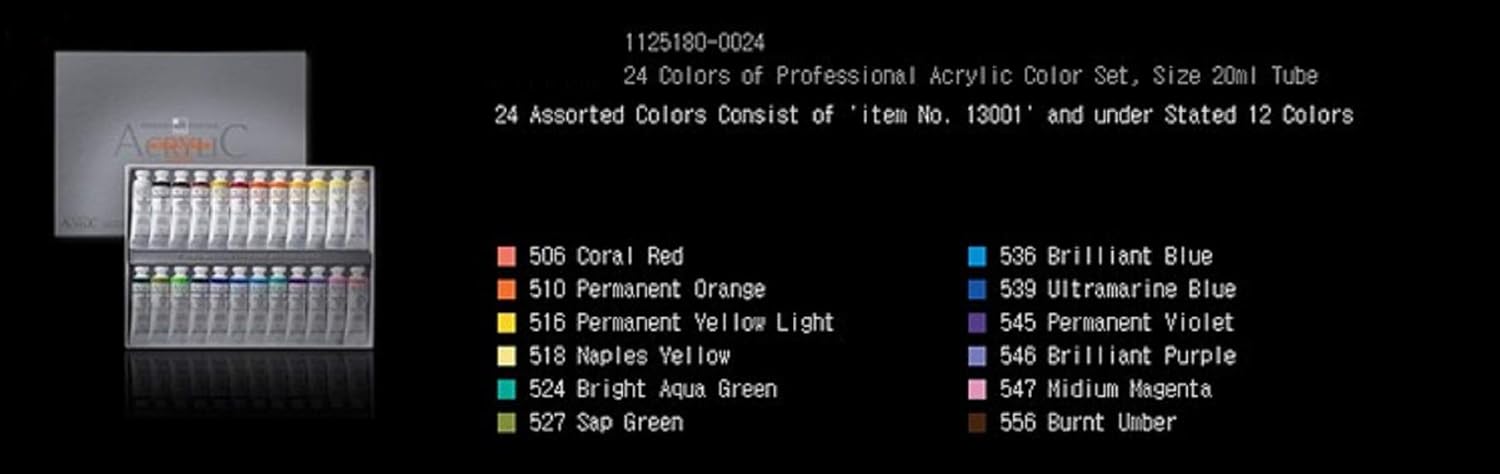 シンハンアートプロフェッショナルアクリルカラーセット 24色 20ml