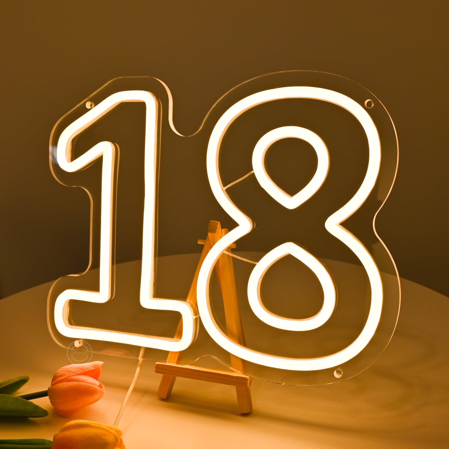 Britrio insegna al neon per 18° compleanno, decorazione sfondo, luce LED al neon per 18 anni, compleanno, anniversario, festa, decorazione da parete, banner, accessori per ragazza e ragazzo, numero e