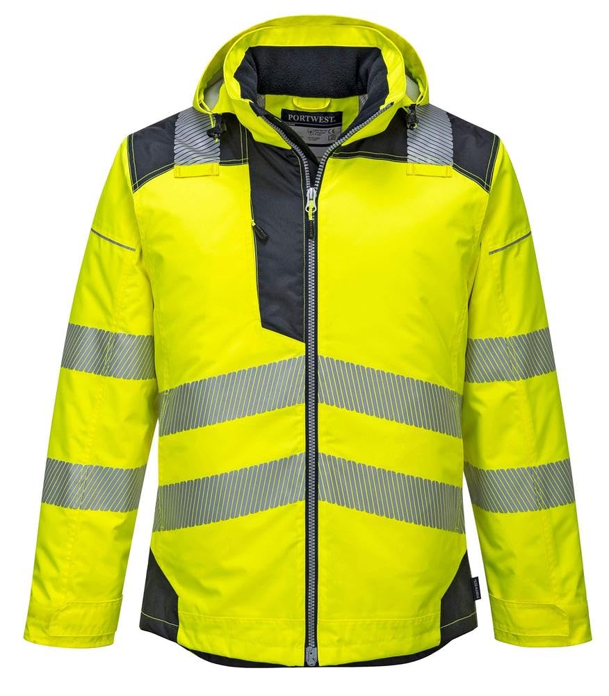 Portwest PW3 Hi Vis Winter Rain Jacket Yellow / Black XS