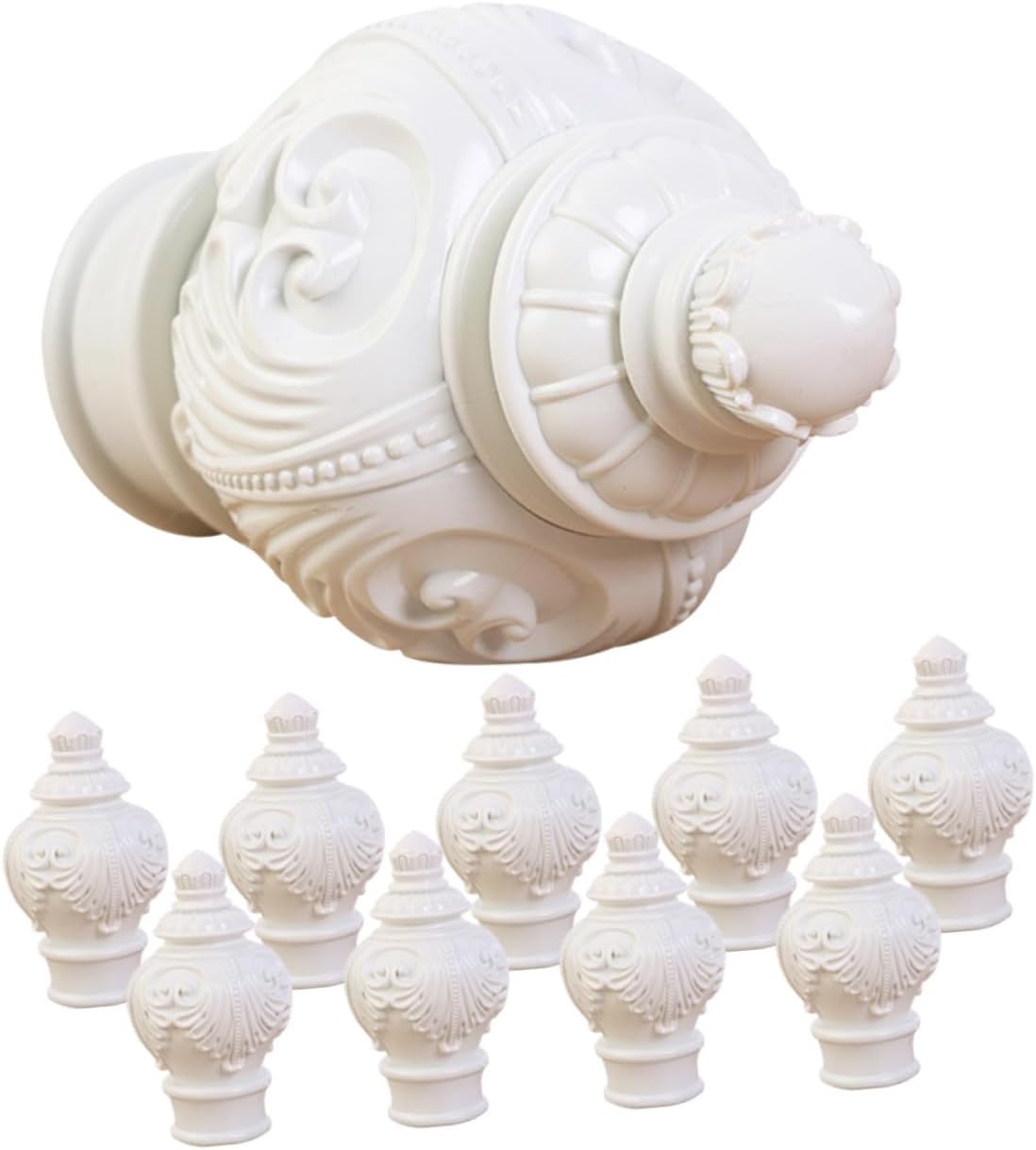 10pcs White Plastic Curtain Pole Ends Decorative Finials for Window Curtain Rods Easy Install Stylish Home Decor Accessories