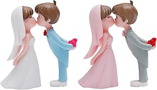 Hochzeitstorten Deko Figuren Set, 2 Brautpaare, Tortenfigur für Hochzeit und Party