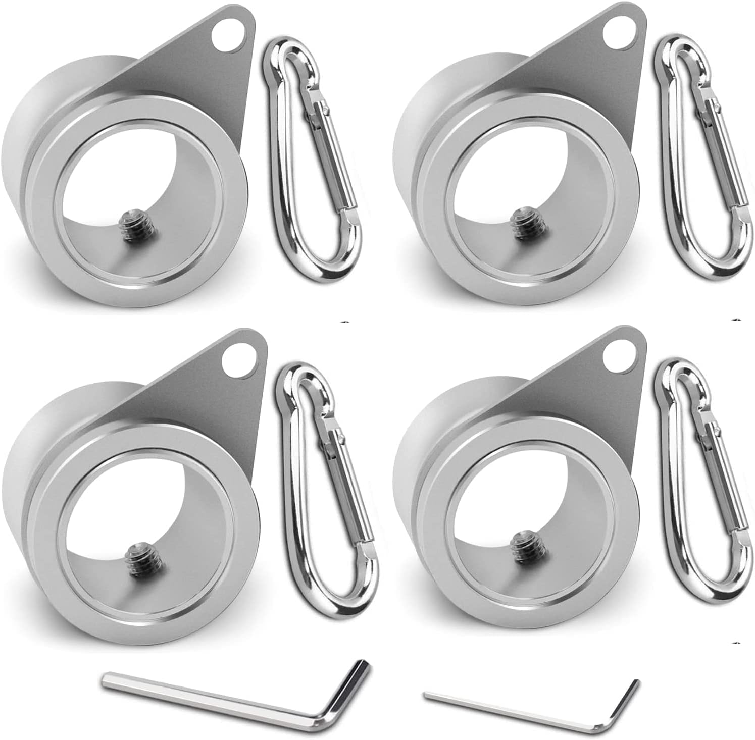 Flag Pole Rings, Aluminum Alloy Flagpole Rings 360° Rotating Anti Wrap Flag Mounting Ring, Spinning Flag Pole Clips with Carabiner for 0.75-1.02 Inch Diameter- Pack of 2 (Matte Silver) : Patio, Lawn & Garden