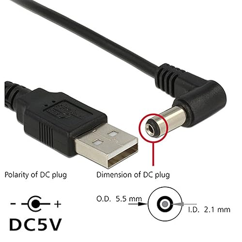 Miniatura 5 de YC CY USB 2.0 A tipo macho a ángulo recto 0.217 x 0.059 in DC 5V enchufe de alimentación Conector barril Cable de carga de 90 grados