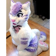 Long Fur Furry Husky Dog Purple White Wolf Fox Fursuit Mascot Costume