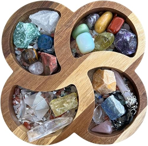 Miniatura 8 de Bandeja de madera con flores de cristal para piedras, muestra tus cristales y piedras curativas, soporte de cristal para exhibición de piedras,