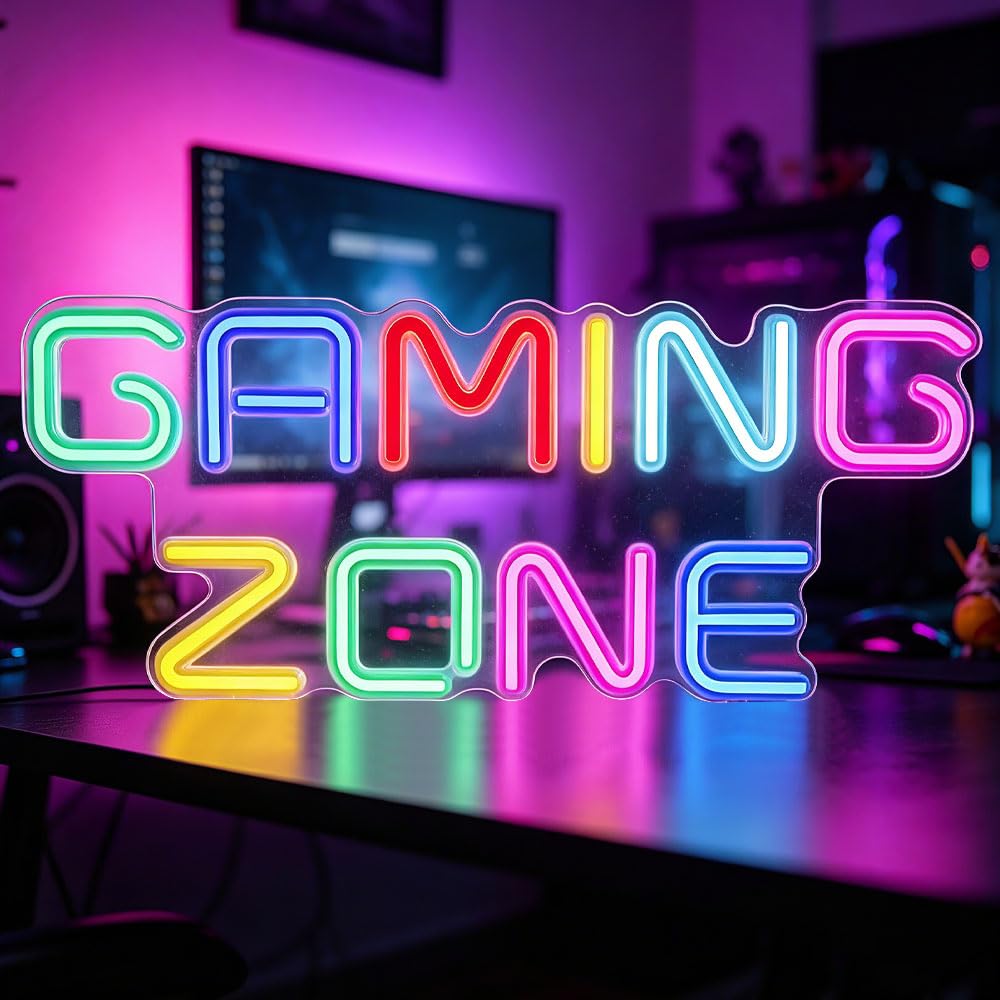 Gaming Zone Neon Sign, Colorful LED Gaming Neon Light, Gaming Letter LED Neon Light, Gaming Neon Sign for Pub, Club, Party, Nightclub, Best Christmas Gamer Gifts for Teenage Boy