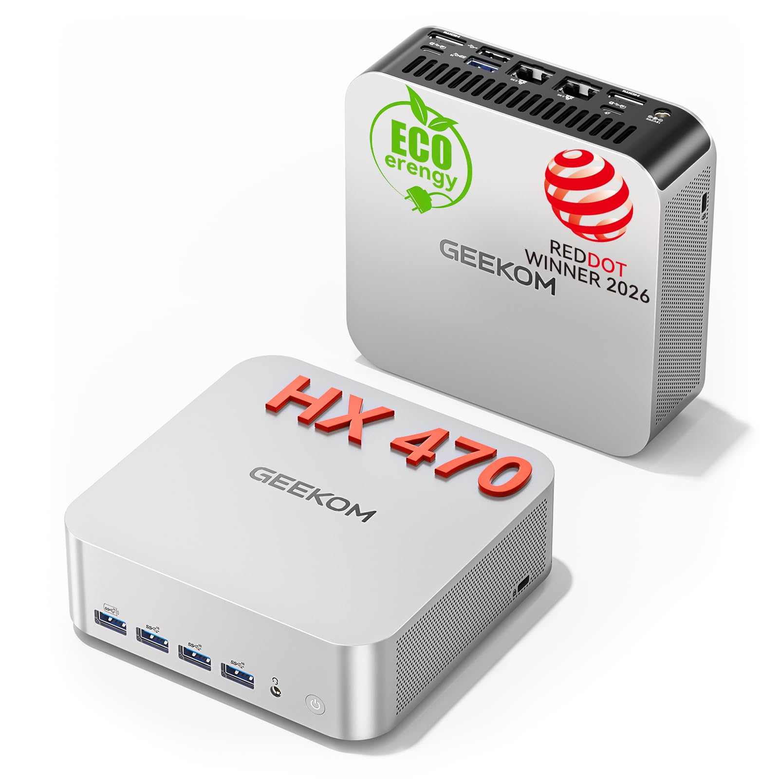 GEEKOM A9 Max 2026 Edition Mini PC AI con AMD Ryzen AI 9 HX 470 (86 TOPS) | 32GB DDR5 + 2TB SSD | Win 11 Pro | per Sviluppatori AI,Home Server | 4x Uscita 8K (HDMI/USB4/DP) Doppia 2.5G LAN | WiFi 7