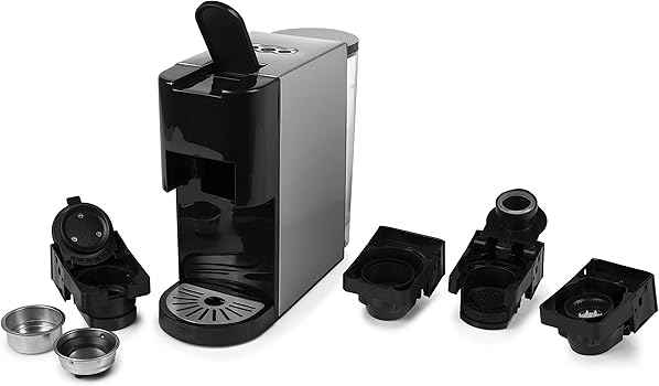 Princess 249451 Máquina de café multicápsulas, adaptadores para cápsulas Nespresso, Dolce Gusto, Lavazza a Modo Mio, monodosis ESE y café molido, 19 bares, depósito de agua extraíble 800 ml, 1450 W1
