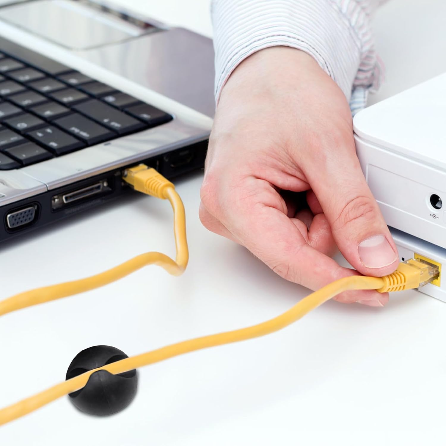 Cable Clips Set Self-Adhesive Wire Clips Wire Holders Cable Management Cable Tie Holder for Home Office Desk Wall- White,12pcs