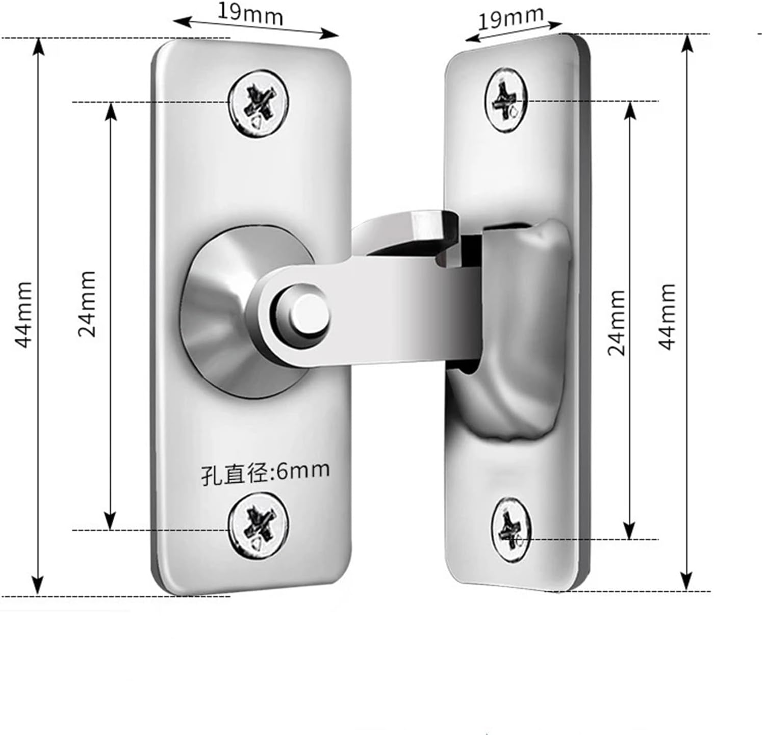 Stainless Steel 90-Degree Door Buckle Sliding Lock Latch Right Angle Hasp 1Pcs(Small-Brushed)