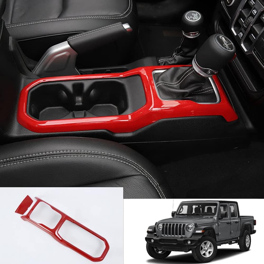 ITrims for Jeep Wrangler JL 2018-2022 Gladiator JT 2020 2021 2022 Truck Car Accessories Gear Shift Box Panel Cover Trim Car Styling Decoration 2PCS ABS Red LHD
