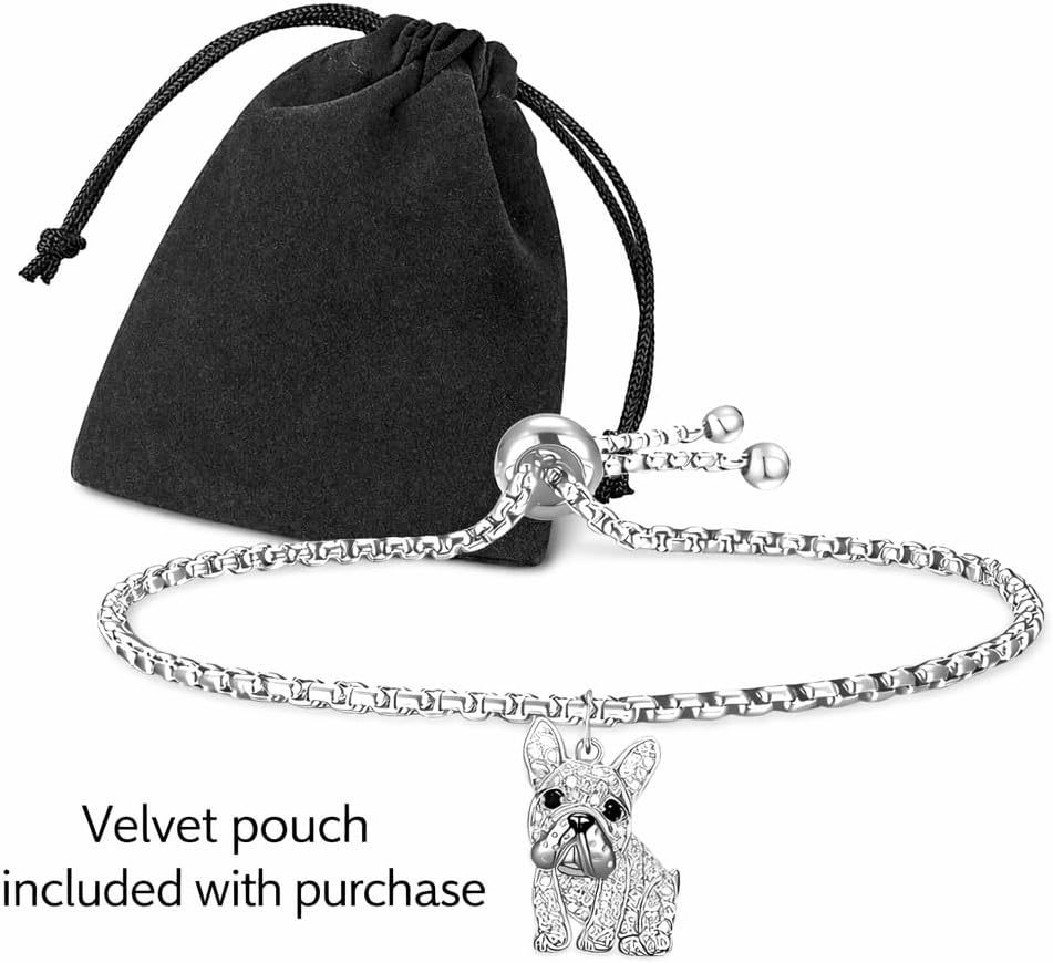 Dog Lovers' Bracelet - Adjustable Dog Charm Bracelet, 9.84 inch Chain Length, Different Breeds of Dogs, Synthetic Black and White Zirconia Accented, Schnauzer, Pug, Corgi, Maltese, and more! Trendy Stainless Steel Chain, Fashion Themed Jewelry Accessory for Men or Women, Pet Lover Gift for Birthday and Holiday, Durable and Long-Lasting, Hypoallergenic and Nickel-Free, Everyday Wear