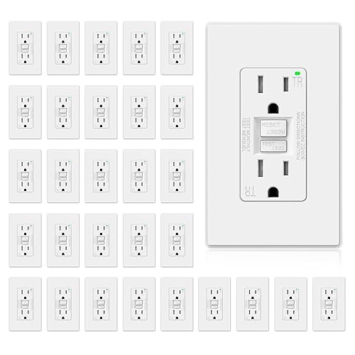 Miniatura 20 de ELEGRP Toma GFCI de 20 amperios, toma eléctrica GFI de autoprueba con diseño más delgado, receptáculo GFCI resistente a manipulaciones TR, Mate