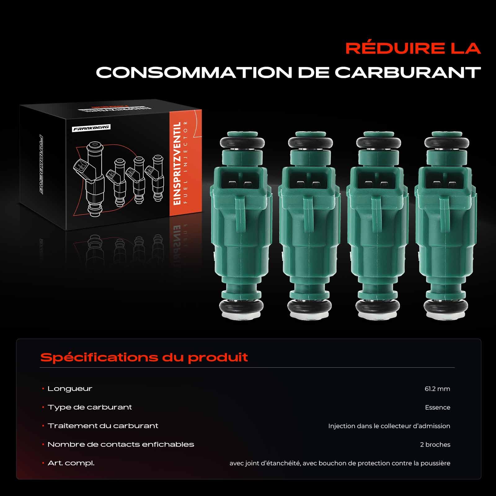 Frankberg 4 injecteurs de carburant 0280156025 | Compatible avec: ,