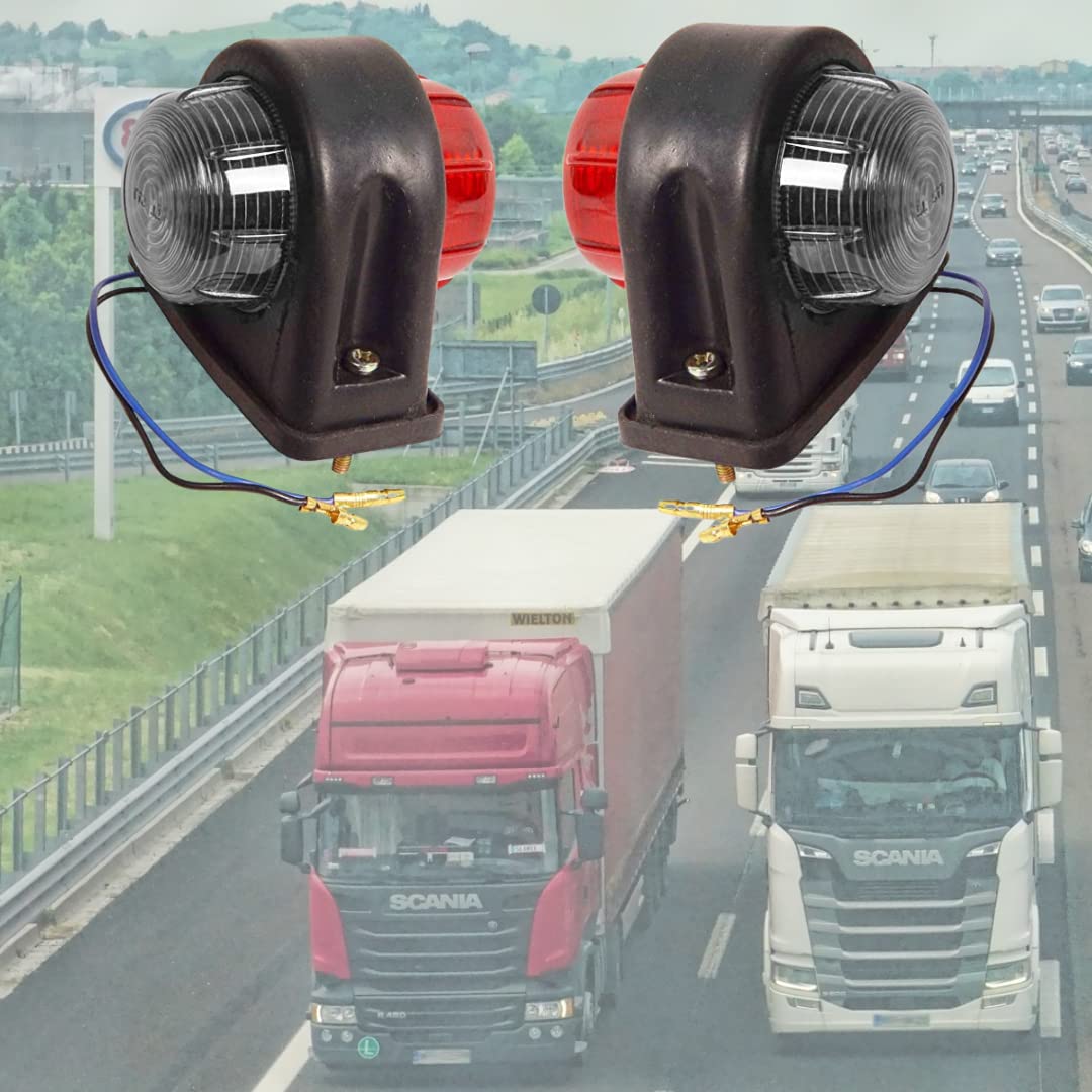 Lite Green Luci di posizione a LED a goccia Sostituzione delle luci di marcia sul tetto superiore 24v per camion,Rimorchi,Semirimorchio,Scarica,Camion,Veicolo Speciale(rosso/trasparente)(verde, rosso)