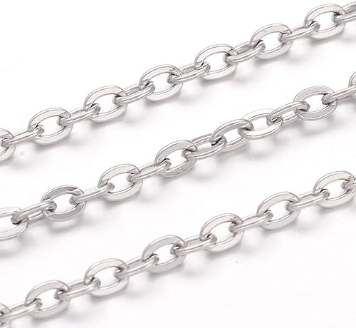 DanLingJewelry Cadena de cable de acero inoxidable de 66 pies a granel para collares, accesorios de joyería, fabricación de bricolaje (color acero