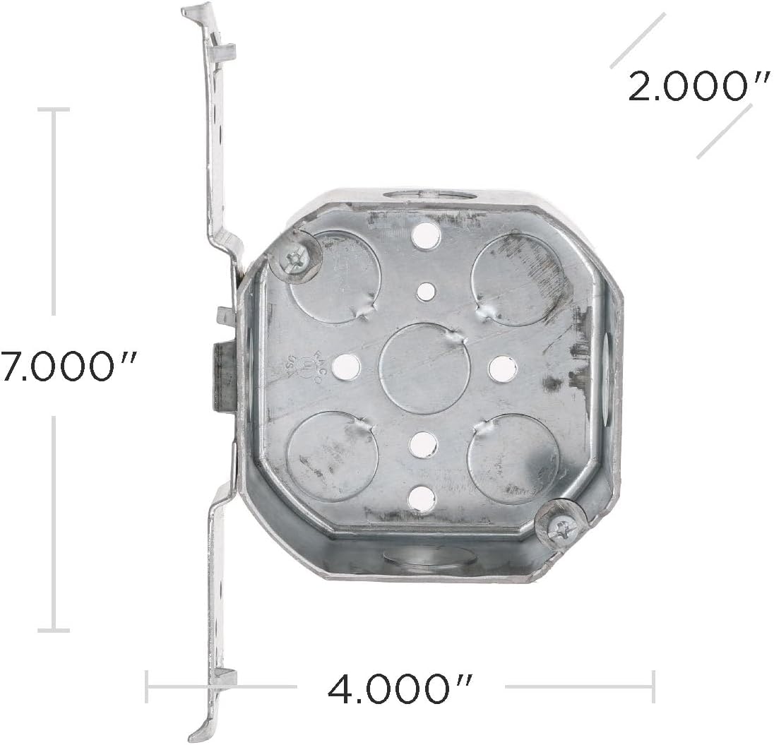 Hubbell Raco 161 1-1/2-Inch Deep, 1/2-Inch Side Knockouts, Wood/Metal Stud Bracket 4-Inch Octagon Box