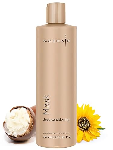MOEHAIR Mascarilla capilar con proteínas acondicionadoras profundas y manteca de karité infundida (12 onzas líquidas). Mascarilla para el cabello