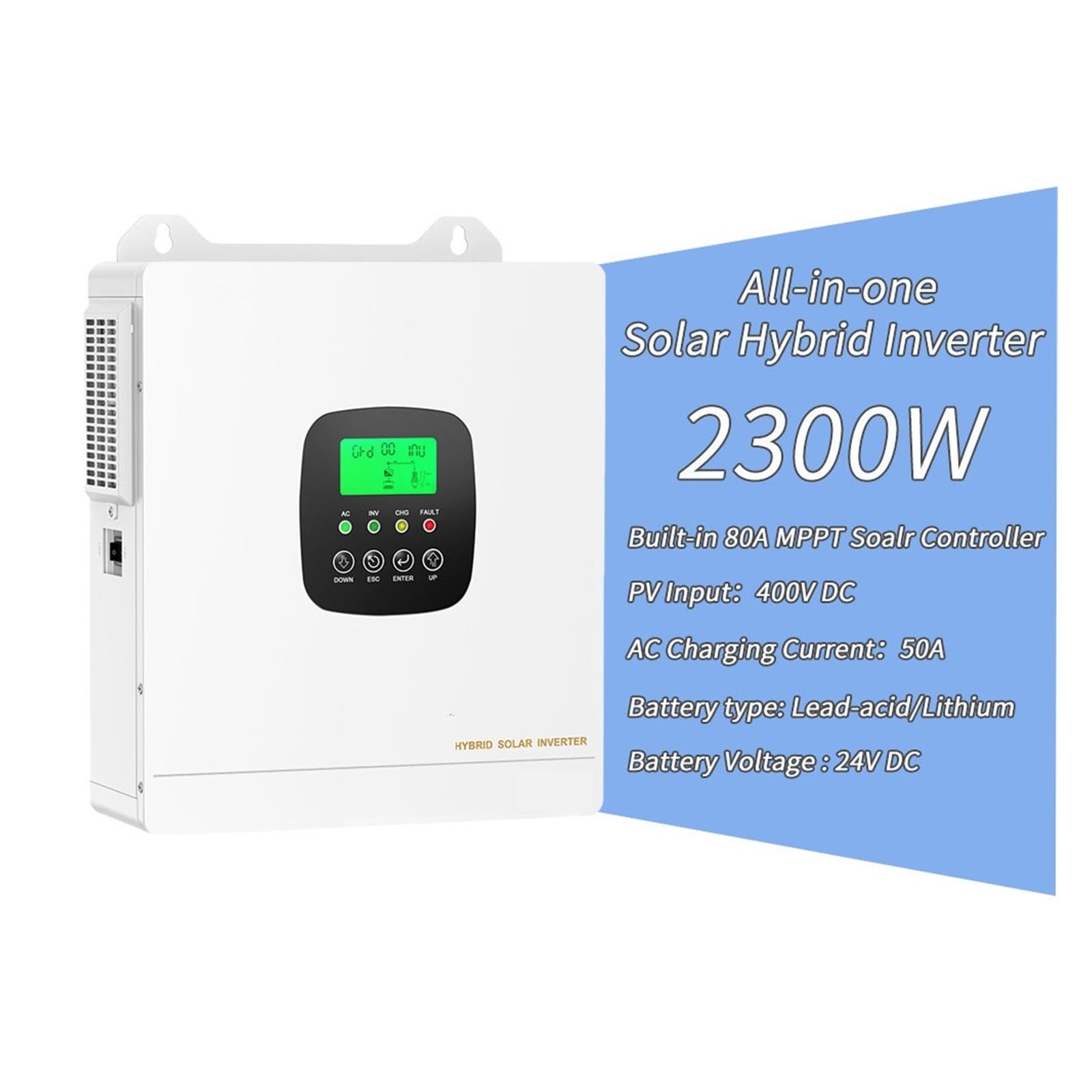 Inverter solare ibrido MPPT, inverter fotovoltaico ibrido MY-ES2300H | Invertitore di energia solare da 2300 W(48V to 220V)