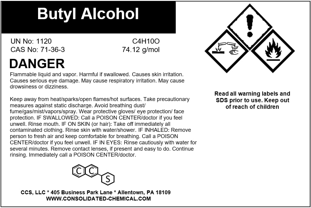 Butyl Alcohol (Butanol) High Purity - 1 Gallon (128 Fl Oz)