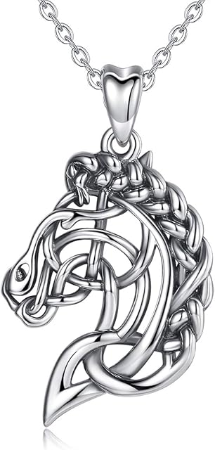 CELESTIA Sterling Silver Celtic Horse Necklace Horse Gifts for Women Girls Horses Lovers Equestrian Fans
