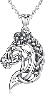 Cheval Collier pour Filles Femmes, Argent Sterling 925 Cœur et Poney Pendentif, Bijoux Cadeaux pour Amoureux des Chevaux Cavalière
