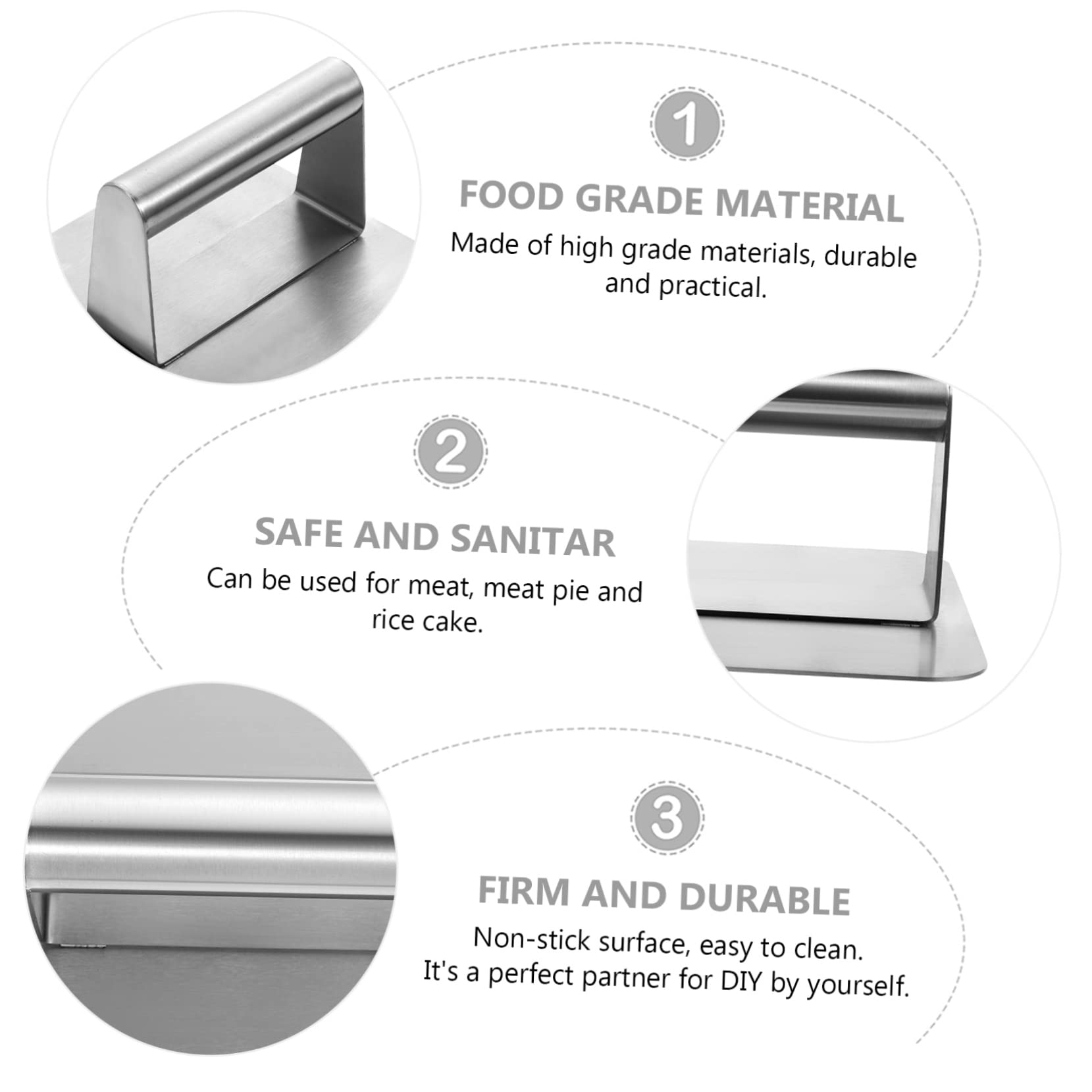 Happyyami 1pc Stainless Steel Meat Press Tool Manual Burger Patties Maker for Home Use Non Stick Pressing Mold for Even Cooking for Enthusiasts