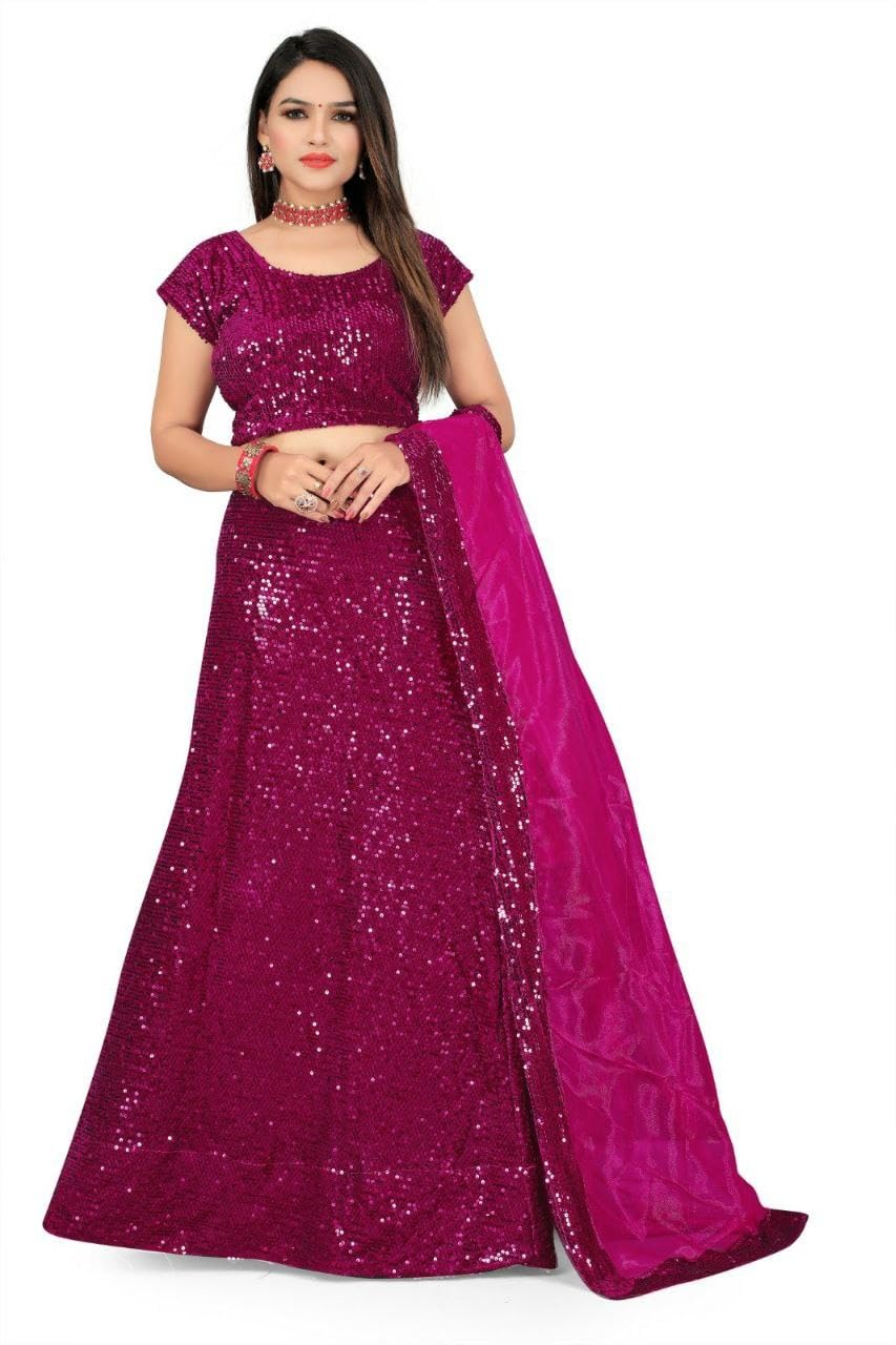 fashionfit art Women's Embellished Sequence Velvet Ethnic wear Semi-stitched Lehenga Choli With Dupatta Set (N-55454)-picture-15