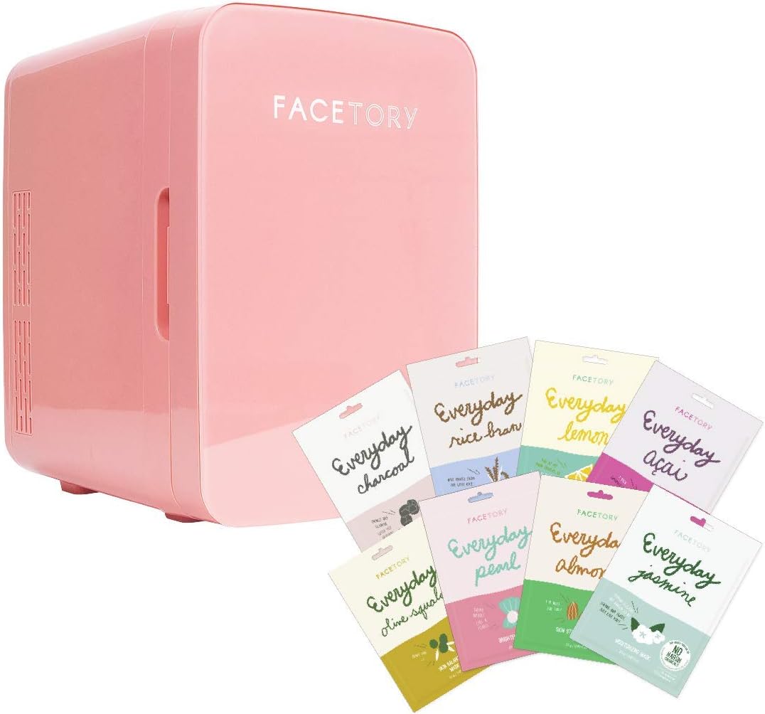 FACETORY Portable Beauty Fridge Everyday Bundle Set - Everyday Mask (Set of 8) and Portable Beauty Fridge