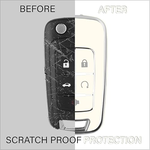 Miniatura 2 de QBUC Funda para llavero Chevy con llavero cromado TPU suave compatible con Chevrolet Chevy Equinox Malibu Impala Cruze Sonic 2010-2019 (borde