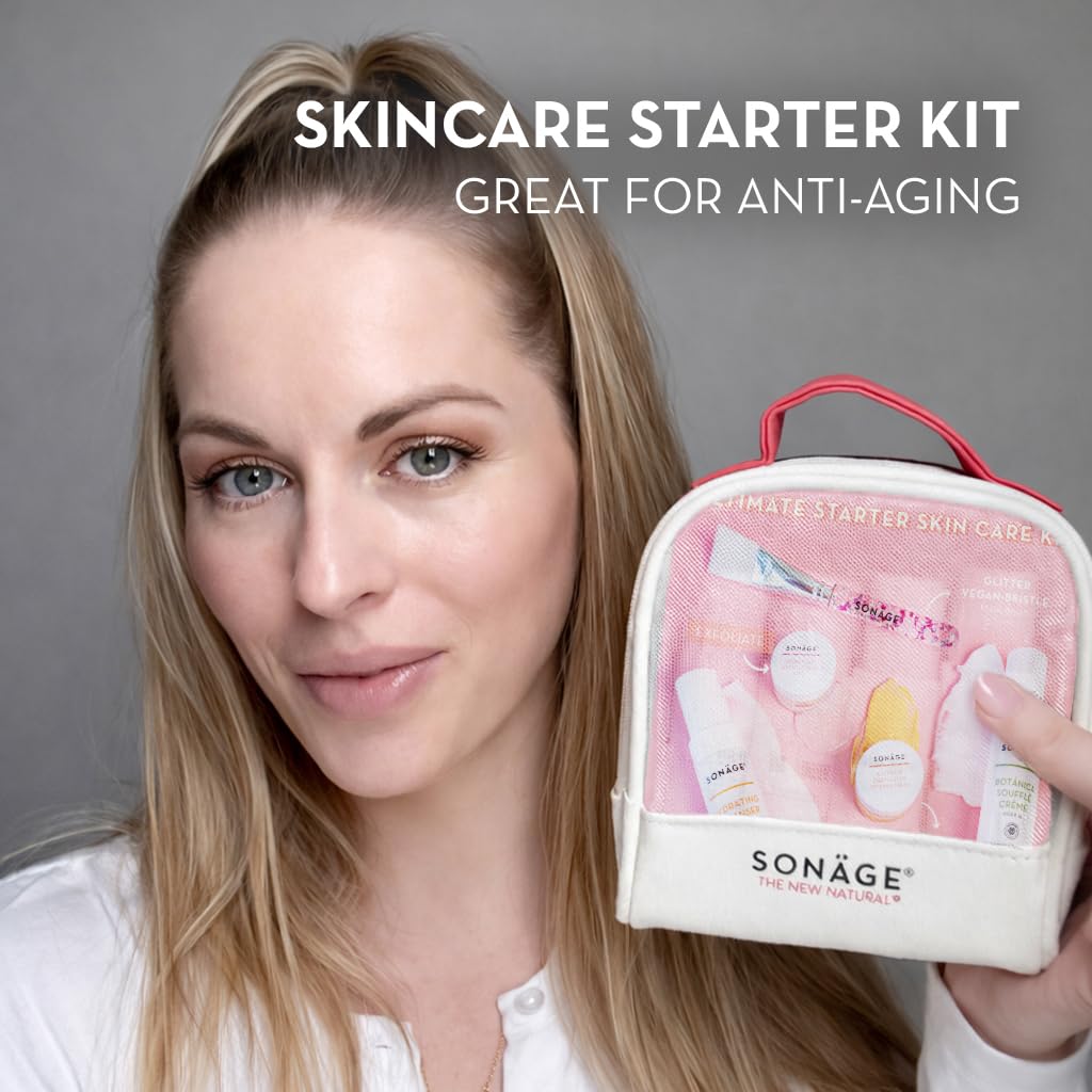 Sonage Skincare Set | Perfect for Travel and Gifting - Anti Aging Trial Size Routine - Cleanser, Serum, Moisturizer - Gift Set for Women 30s 40s 50+