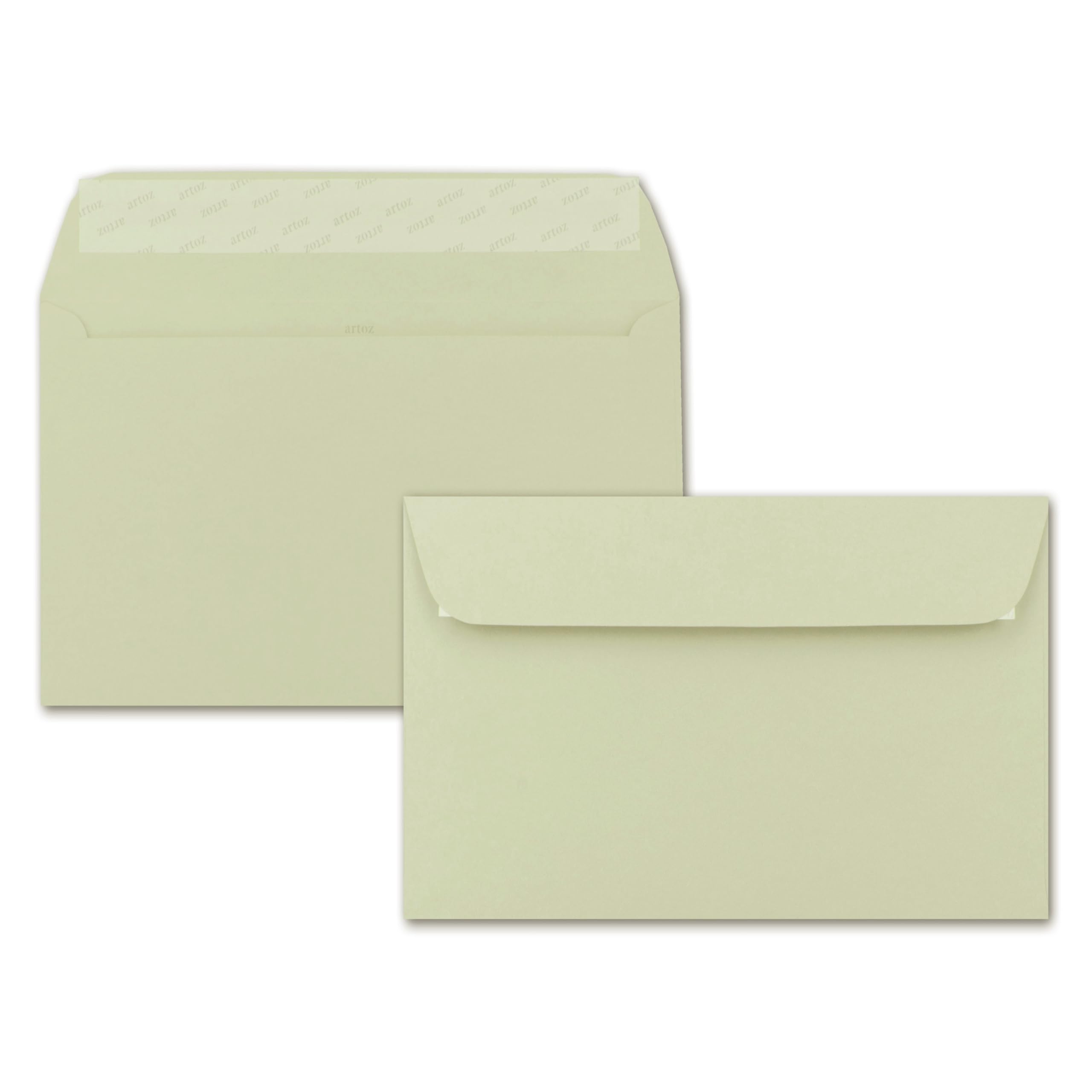 ARTOZ Floretta Lot de 100 enveloppes format C6 - Vert clair - 16,2 x 11,4 cm - 92 g/m² - Papier pastel
