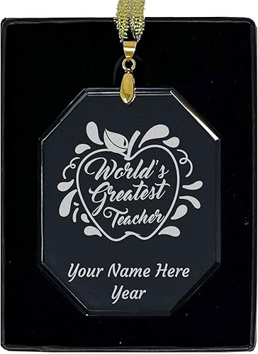 Miniatura 5 de LaserGram Adorno de Navidad de vidrio personalizado, el mejor maestro del mundo, idea de regalo grabada con láser personalizada (forma redonda)