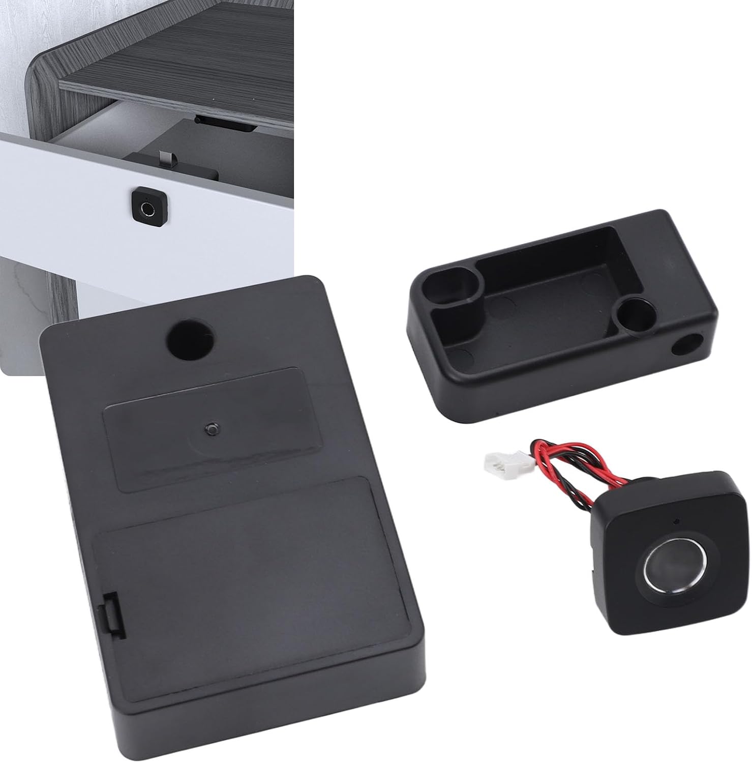 Fingerprint Cabinet Lock, Smart Biometric Keyless Electric Drawer Lock with Color Indicator, Child Safety, Fast Fingerprint Unlocking