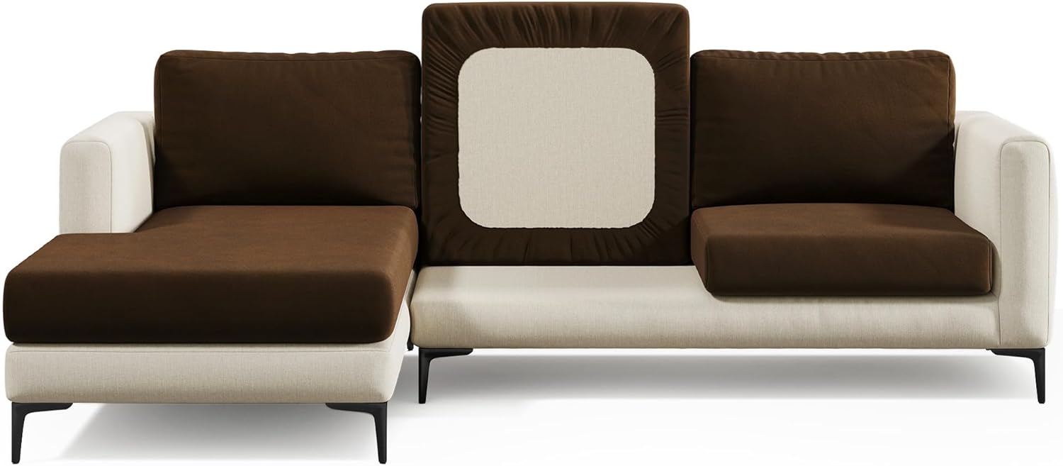 Nolan Interior Magic Sofa Cover - Velvet Seat Couch Cover - Pet Proof, Easy Install, Stretchy Slipcover - Small, Oak Brown