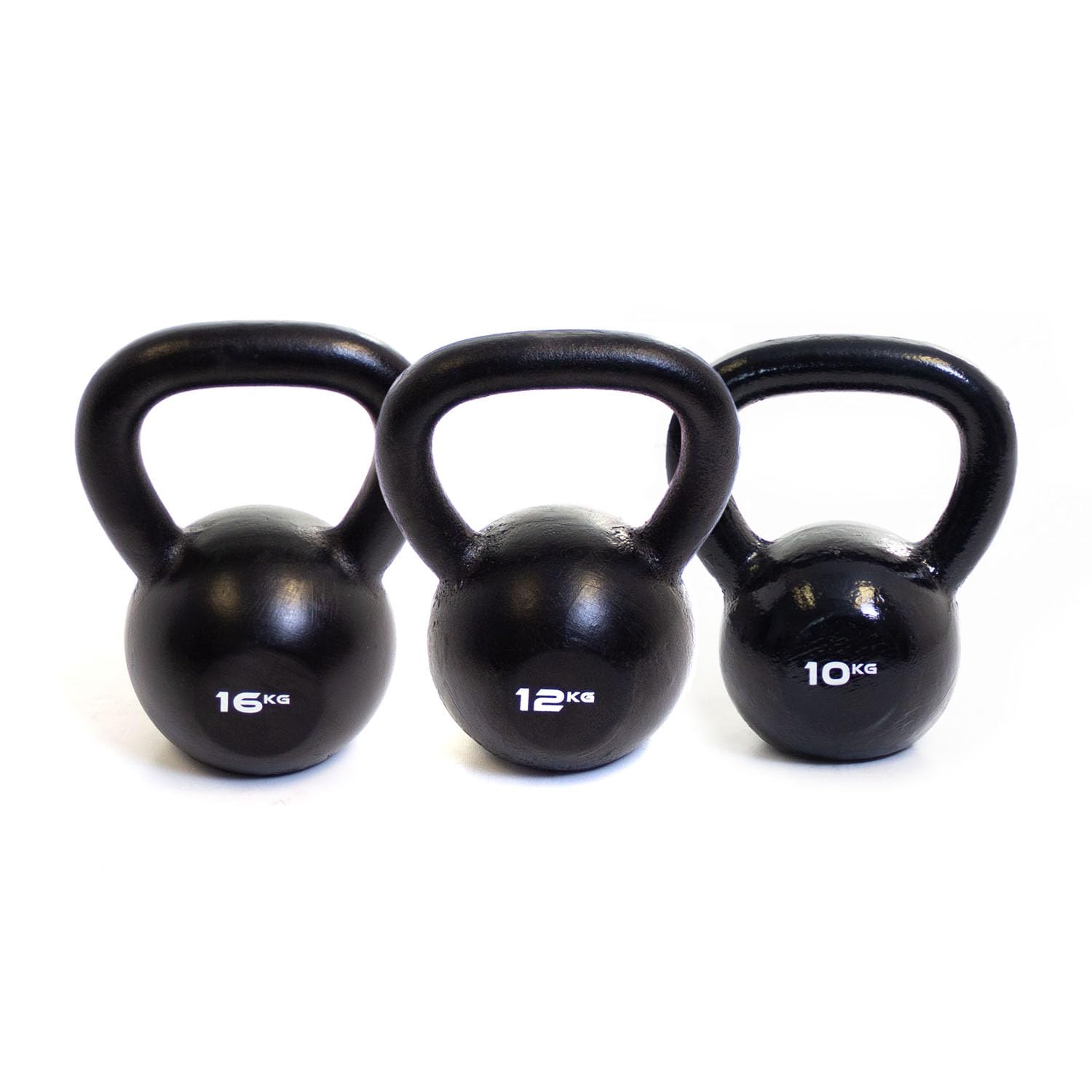 BODYPOWER 10kg, 12kg & 16kg Cast Iron Kettlebell Set