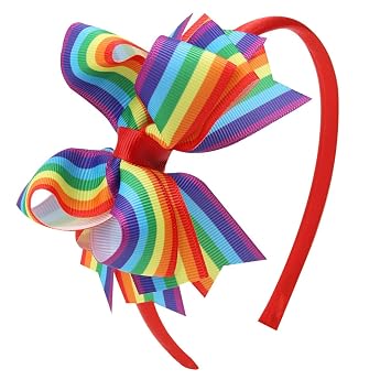 Doneace Rainbow Headband Gay Pride Day Hair Accessories Ribbon Bow Head Bopper Rainbow Hairband LGBT Pride Decorations for Women Men Parade Party Decor Wedding Birthday 1PCS
