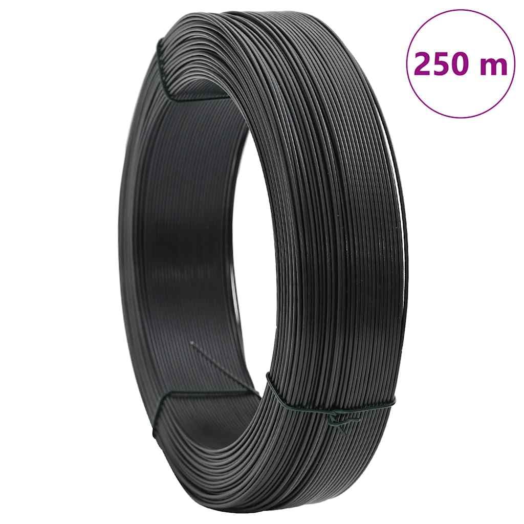 vidaXL Alambre para Atar Vallas Acero Bricolaje Accesorios Articulos para Vallado Cercado Rejas Estabilidad Firmeza Gris Antracita 250m 2.3/3.8mm