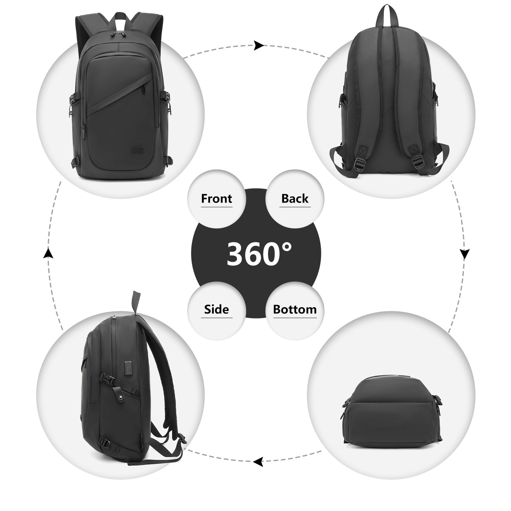 KONO Zaino Porta PC 15.6/17.3 Pollici con Porta USB, Zaino da Lavoro Uomo Impermeabile per Università Viaggi Aereo, Design Elegante