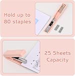 2pcs Mini Stapler avec 2000 Staples, Petits agrafes mignons pour bureau, 20 Capacité des feuilles, sans confiture, accumulateur portable pour fournitures scolaires de bureau (puits)