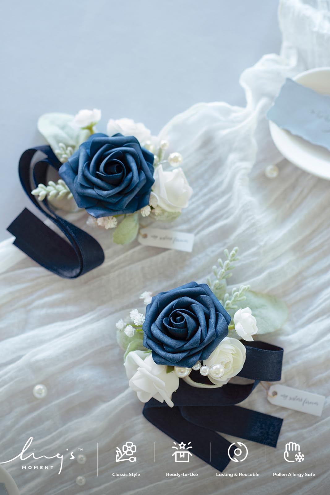 Amazon.com: Ling's moment 2pcs Prom Wrist Corsage Artificial Flowers,  Girl/Mother Corsages Wristlet Dcor for Homecoming/Wedding/Anniversary,  etc. Navy Blue : Clothing, Shoes & Jewelry