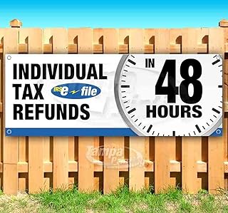 Individual Tax Refunds Efile in 48 Hours Banner 13 oz | Non-Fabric | Heavy-Duty Vinyl Single-Sided with Metal Grommets