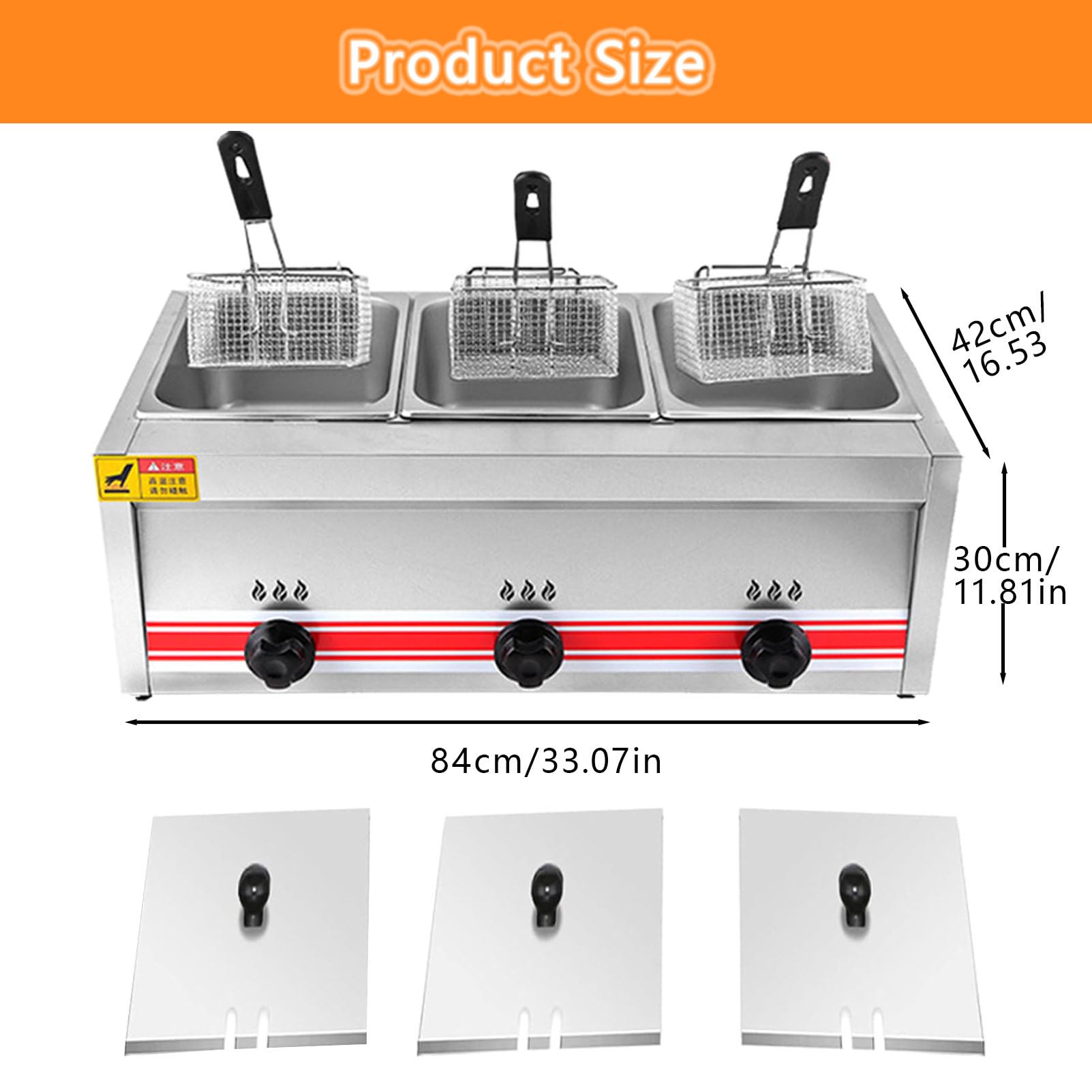 Freidora De Gas LP De Acero Inoxidable, Freidora Industrial De Gas LP De Sobremesa con Dos DepóSitos De 10 L Cada Uno Y 3 Cestas, Ideal para Patatas Fritas 20L